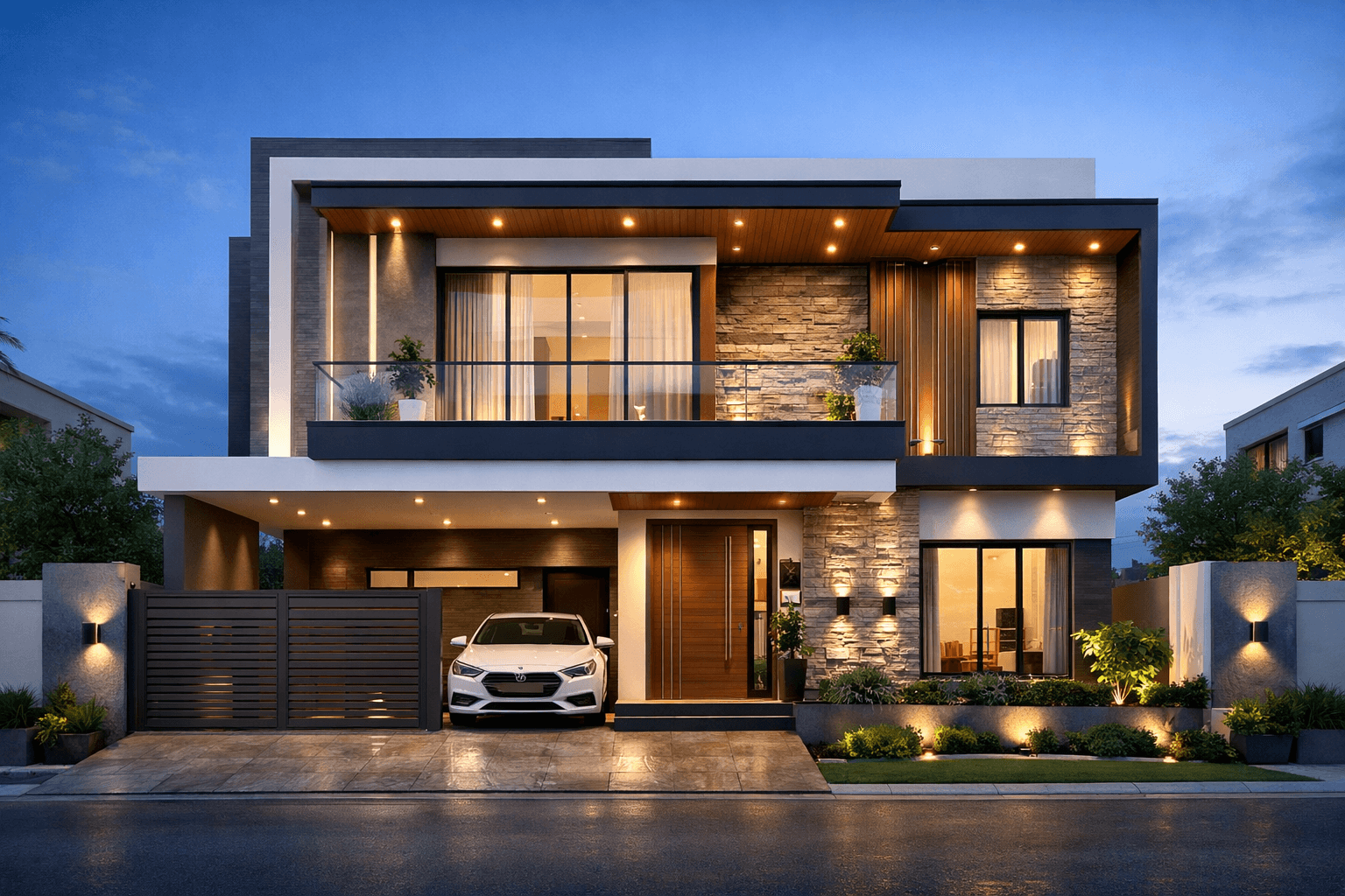 10 Marla House Front Elevation Design in Royal Palm City Gujranwala